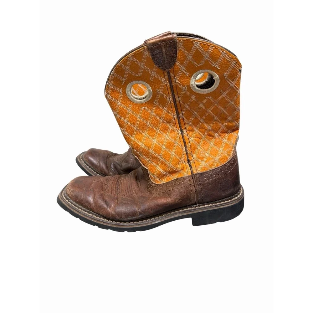Justin Kids‎ Western 4616JR Cowboy Leather Boots shoes sz 3.5 D
